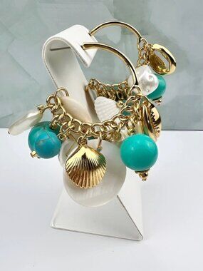 Handcrafted Turquoise and Shell Hoop Earrings – Coastal Statement Jewelry